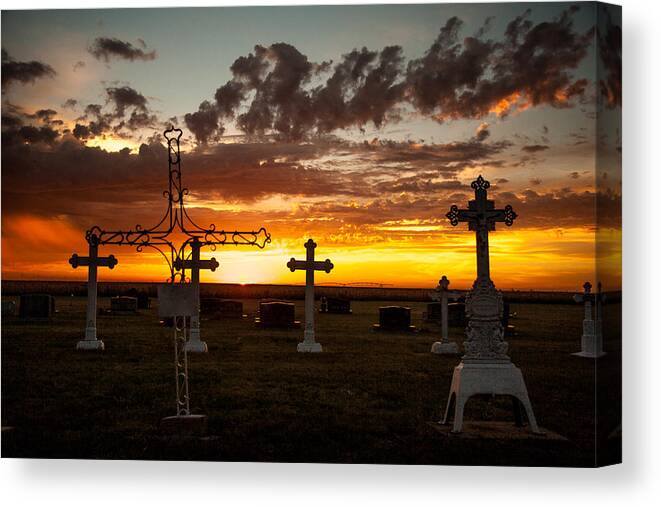 Kansas Canvas Print featuring the photograph Bearing our Crosses by Shirley Heier