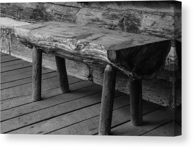 Historic Canvas Print featuring the photograph Primitive Wooden Bench by Robert Hebert