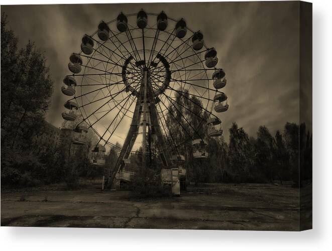 Pripyat Canvas Print featuring the photograph Pripyat Ferris Wheel by Jason Green