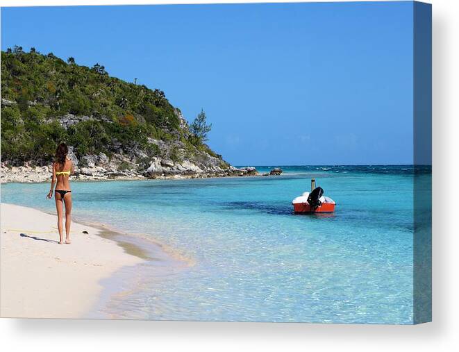Beach Canvas Print featuring the photograph Private Beach Bahamas by Jane Girardot