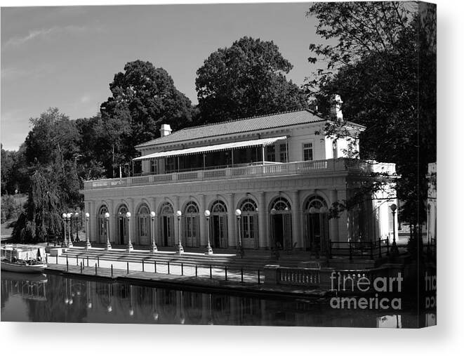 Boat House Canvas Print featuring the digital art Prospect Park Boat House by Jack Ader