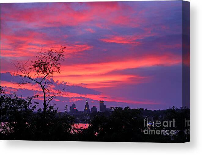 Sunset Canvas Print featuring the photograph Providence RI Sunset by Butch Lombardi