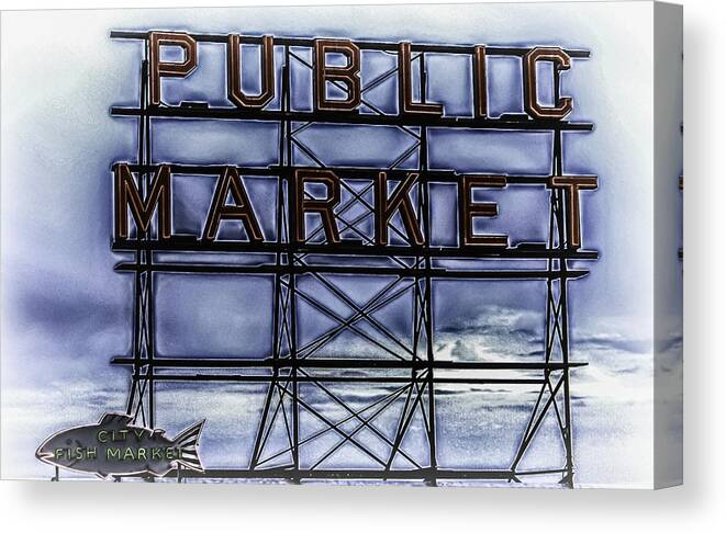 Seattle Canvas Print featuring the photograph Public Fish Market by Eye Olating Images