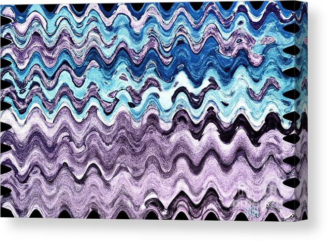 Painting Canvas Print featuring the painting Purple and Aqua Waves by Marsha Heiken