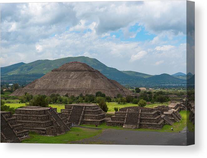 Pyramid Of The Sun Canvas Print featuring the photograph Pyramid of the Sun as viewed from pyramid of the Moon Mexico by Marek Poplawski