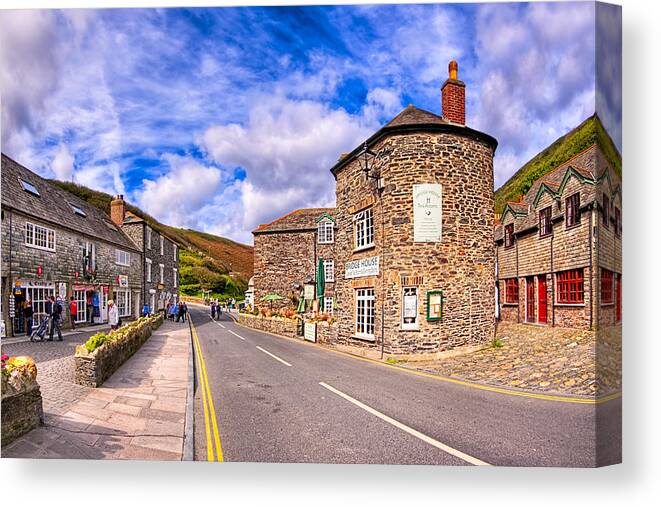 Cornwall Canvas Print featuring the photograph Quaint Cornwall In The Little Village of Boscastle by Mark Tisdale