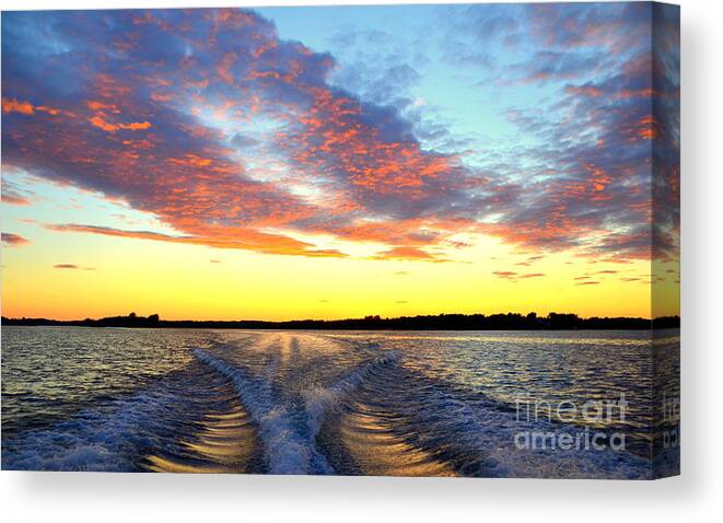 Sunset Canvas Print featuring the photograph Racing Home Before The Sun Sets by Linda Rae Cuthbertson