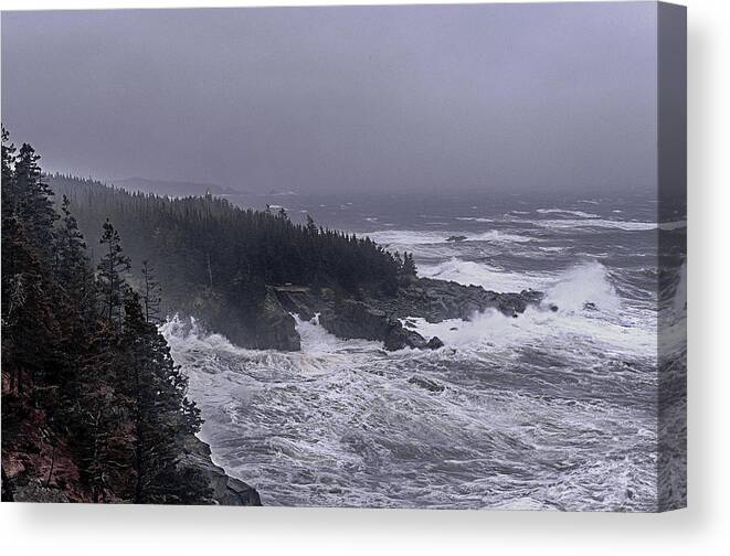 Lighthouses Photographs Canvas Print featuring the photograph Raging Fury at Quoddy by Marty Saccone