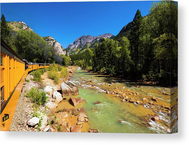 1800's Canvas Print featuring the photograph Railroad On The Animas River, San Juan by Russ Bishop