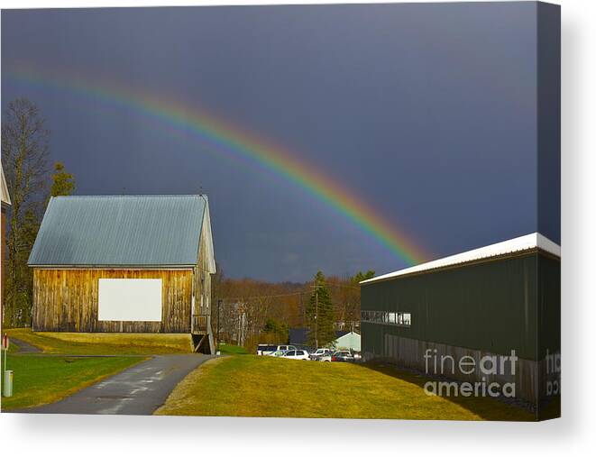 Rainbow; Hebron Canvas Print featuring the photograph Rainbow in Maine by Alice Mainville