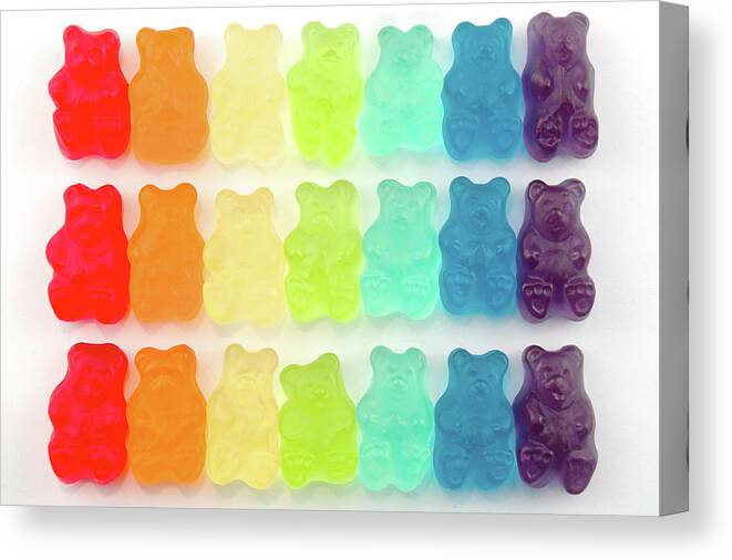 Order Canvas Print featuring the photograph Rainbow Jelly Bear Candy by Melissa Ross
