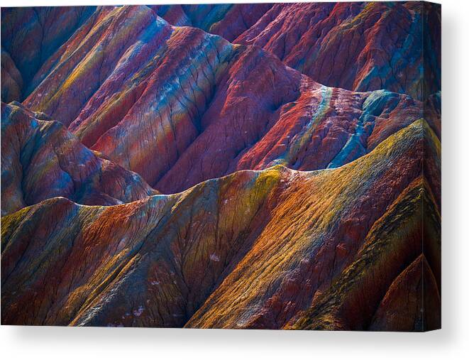 Scenics Canvas Print featuring the photograph Rainbow mountains, Zhangye Danxia geopark, China by Kittisun Kittayacharoenpong