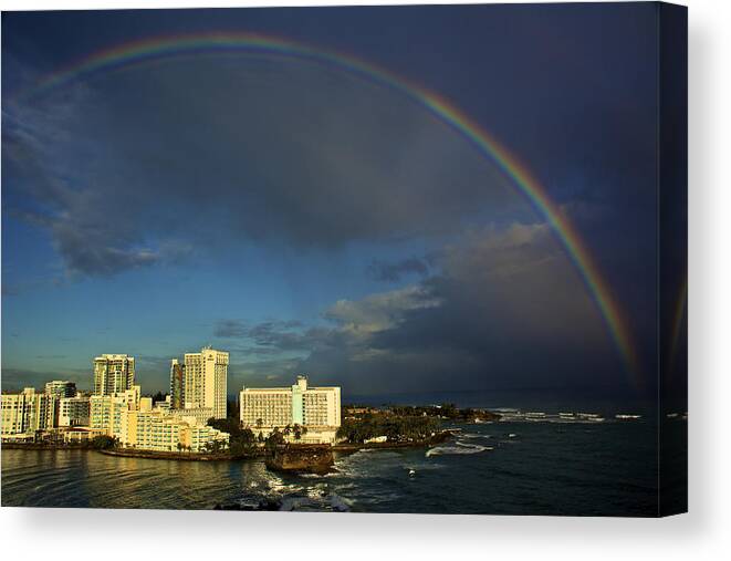 Architecture Canvas Print featuring the photograph Rainbow over San Juan by Kathi Isserman