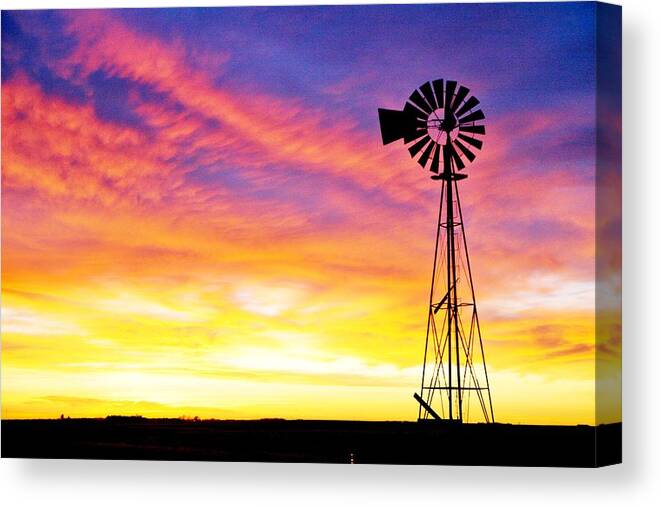 Sunrise Canvas Print featuring the photograph Rainbow Windmill by Shirley Heier