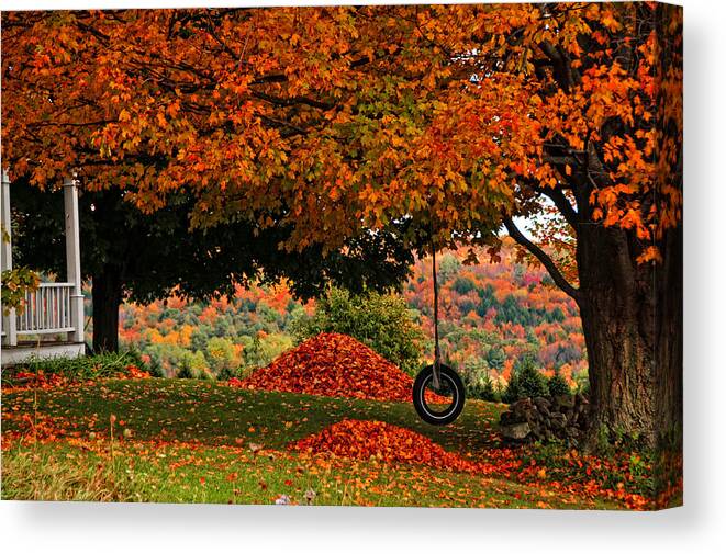 Fall Canvas Print featuring the photograph Raking's All Done... by Mike Martin
