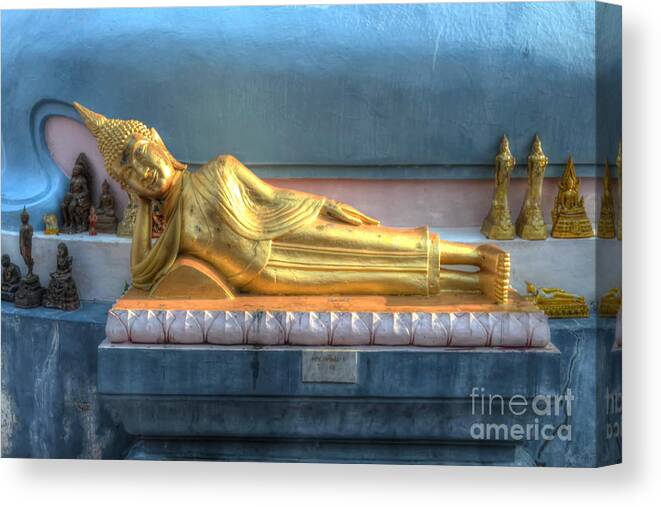 Michelle Meenawong Canvas Print featuring the photograph reclining Buddha by Michelle Meenawong