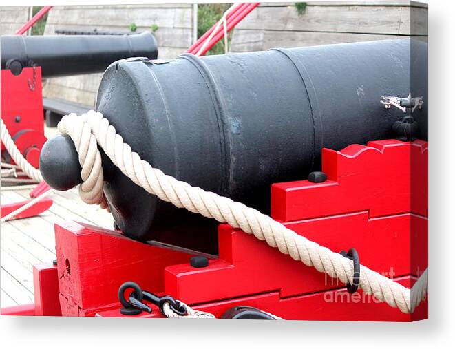 Red Canvas Print featuring the photograph Red Canon at Fort McHenry by Cynthia Snyder