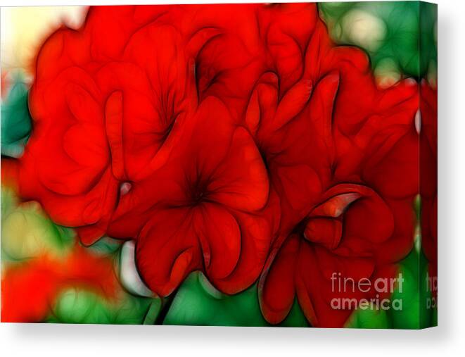 Red Canvas Print featuring the digital art Red Geranium by Jayne Carney