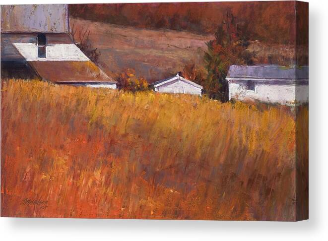 Farm Canvas Print featuring the pastel Red Grass by Beverly Amundson