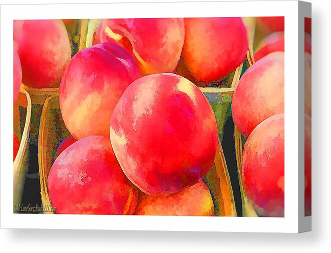 Fresh Canvas Print featuring the photograph Red Haven Peaches Oil Paint by LeeAnn McLaneGoetz McLaneGoetzStudioLLCcom