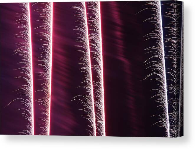 Firework Canvas Print featuring the photograph Red Lines by Andrea McClinnis