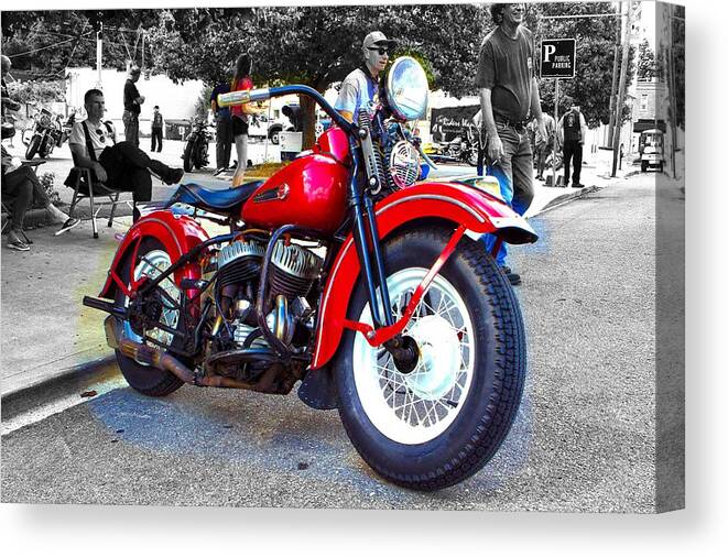Grassroots Bmw Canvas Print featuring the photograph Red Rider on Black by Jeff Kurtz