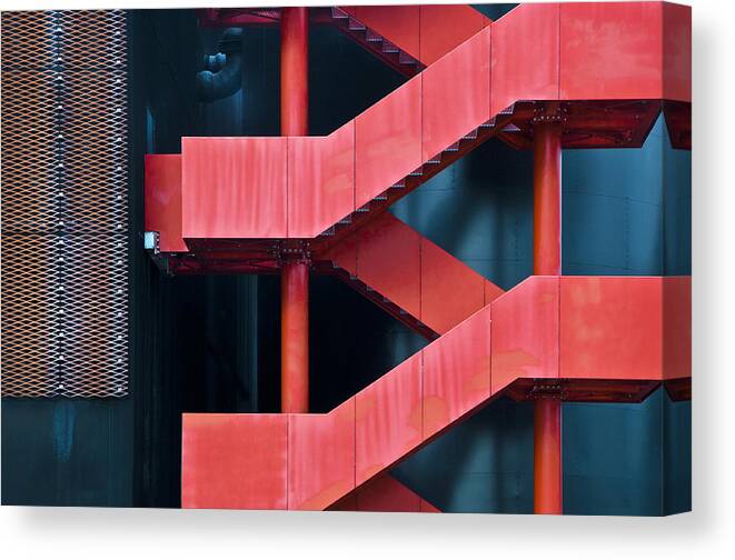 Stairs Canvas Print featuring the photograph Red Route by Linda Wride
