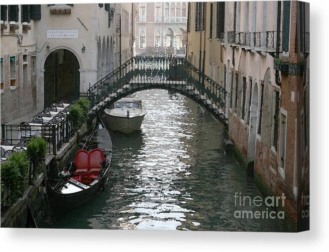 Venice Canvas Print featuring the mixed media Red Seat Gondola by Susanne Arens