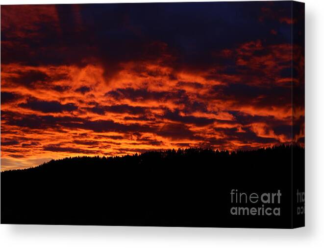 Sunrise Canvas Print featuring the photograph Red Sky in the Morning by Ann E Robson