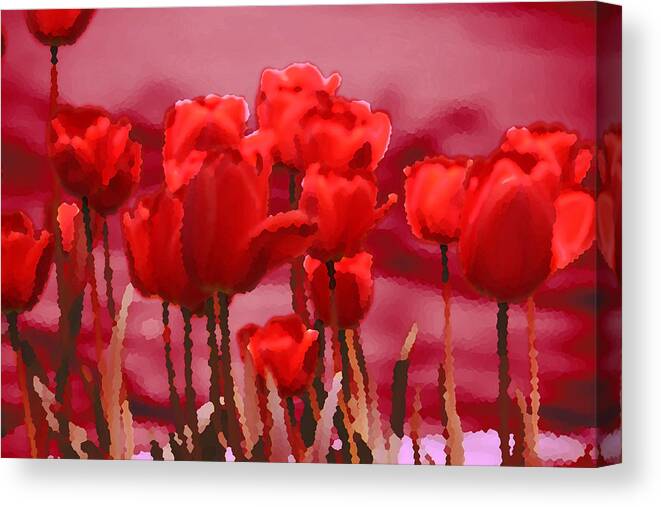 Red Tulips Photo Canvas Print featuring the photograph Red Tulips by Penny Hunt