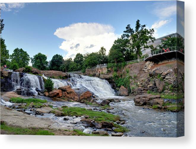 Reedy Canvas Print featuring the photograph Reedy River Falls by David Hart