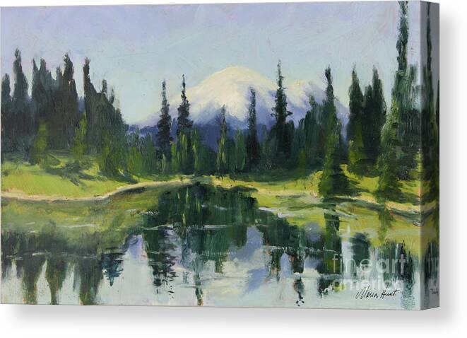 Mountain Canvas Print featuring the painting Picnic by the Lake II by Maria Hunt
