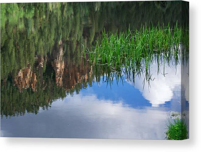 Landscapes Canvas Print featuring the photograph Reflections in a Mountain Pond by Mary Lee Dereske