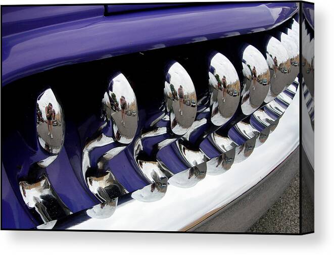 Car Canvas Print featuring the photograph Reflections Multiplied in Chrome by Ellen Tully