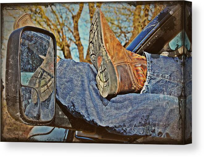 Cowboys Canvas Print featuring the photograph Reflections of a Cowboy's Nap by KayeCee Spain