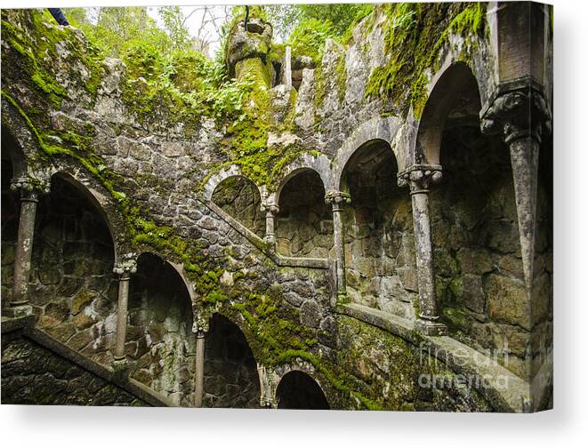 Sintra Canvas Print featuring the photograph Regaleira Initiation Well 4 by Deborah Smolinske