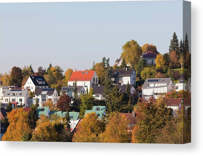 Clear Sky Canvas Print featuring the photograph Residential Area In Stuttgart, Germany by Werner Dieterich