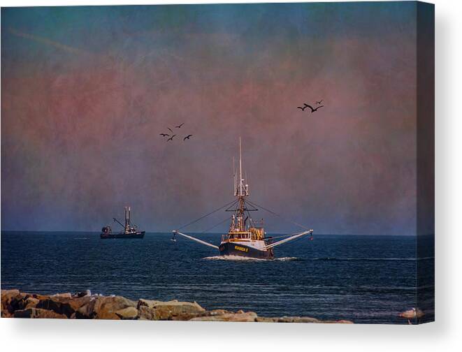 Fishing Vessel Canvas Print featuring the photograph Return From The Sea by Cathy Kovarik