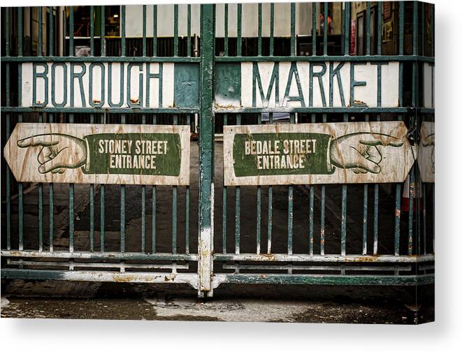 Borough Market Canvas Print featuring the photograph Right or Left by Heather Applegate