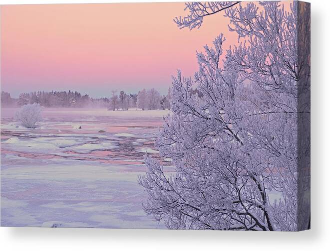 Background Canvas Print featuring the pyrography River in winter by Conny Sjostrom
