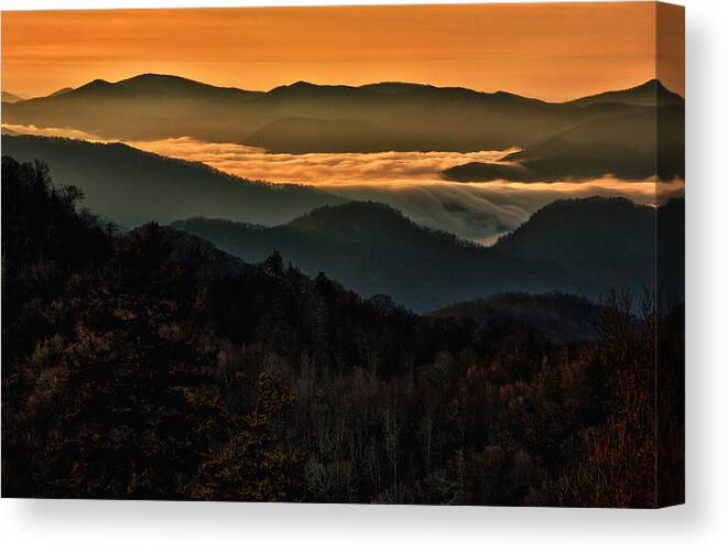Great Smoky Mountains Canvas Print featuring the photograph River of Clouds by Steve White