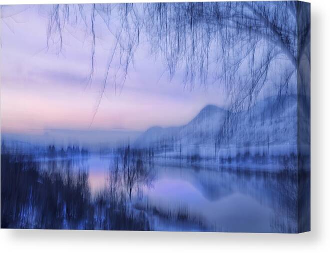 River Canvas Print featuring the photograph River Sunset by Theresa Tahara