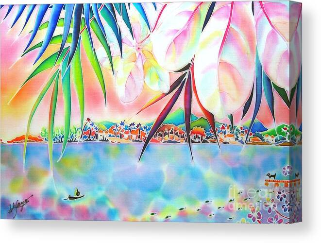 River Canvas Print featuring the painting Riverside by Hisayo OHTA