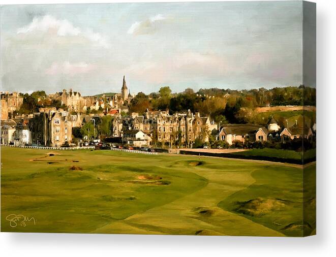 Golf Canvas Print featuring the painting Road Hole by Scott Melby