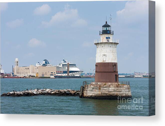 Clarence Holmes Canvas Print featuring the photograph Robbins Reef Light II by Clarence Holmes