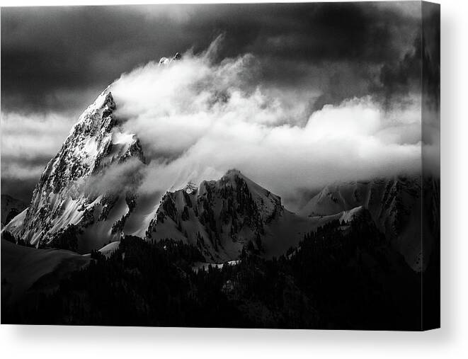 Clouds Canvas Print featuring the photograph Rock And Wind by S?bastien Cheminade