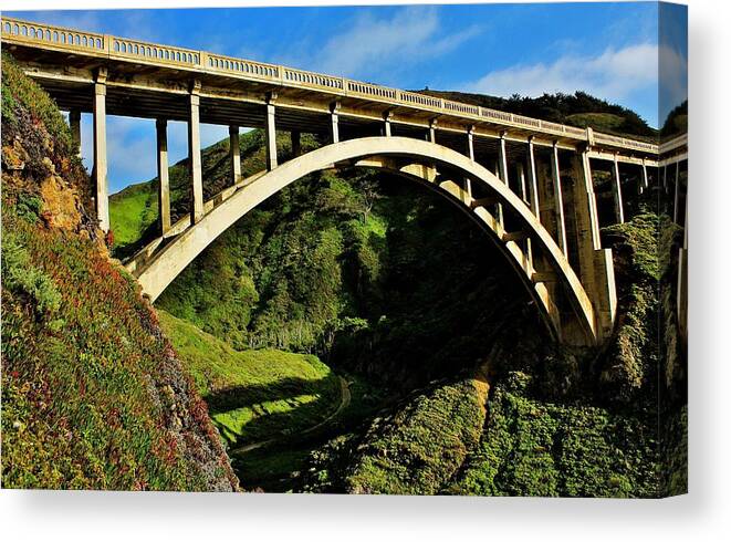 Pacific Canvas Print featuring the photograph Rocky Creek Bridge by Benjamin Yeager