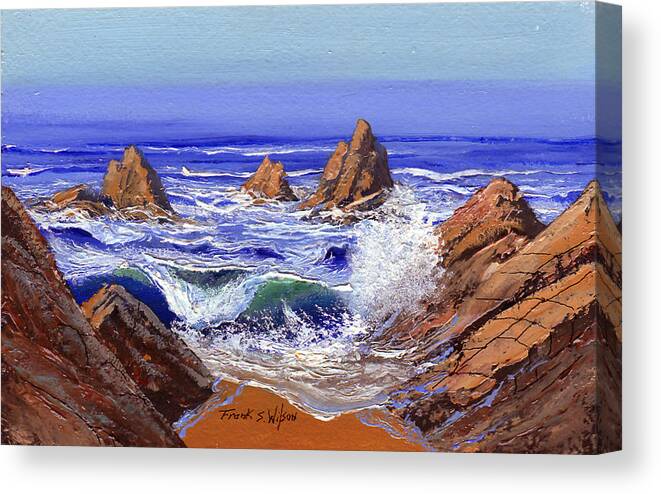 Rocky Shore Canvas Print featuring the painting Rocky Shore by Frank Wilson