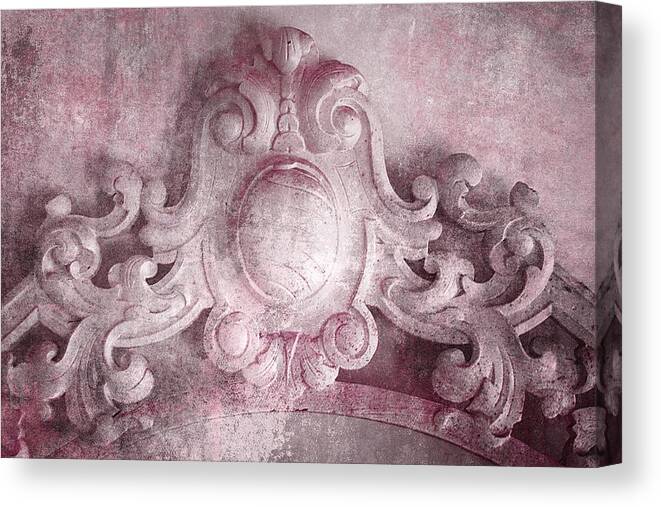 Rococo Canvas Print featuring the photograph Rococo Wood Carving In Pink by Suzanne Powers