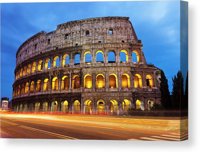 Roman Canvas Print featuring the photograph Roman Coliseum by Traveler1116